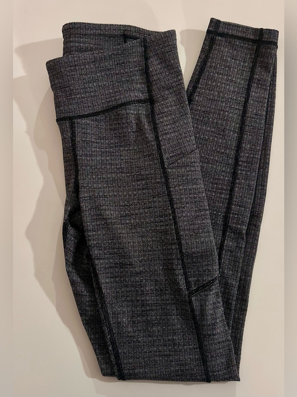 Lululemon Black & Gray Leggings with Side Pockets and Back Zipper Pocket